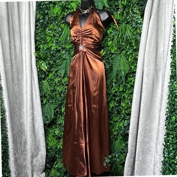 brown mini halter dress Dakota Halter Mini Dress in Brown main image 1